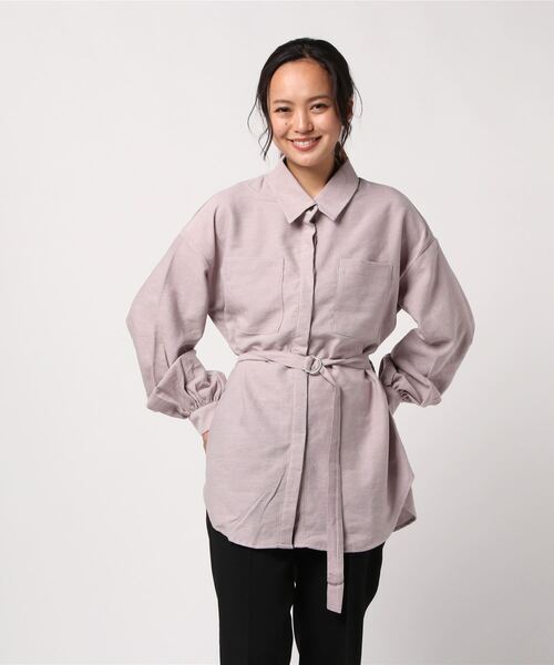 STYLEBLOCK(スタイルブロック)の「起毛ベルト付きブラウス(シャツ/ブラウス・レディース・キャメル/ブラック/ラベンダー・M)」の6枚目の写真