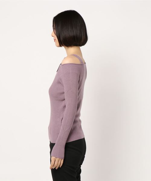archives（アルシーヴ）の「リブワンショルリブニット（ニット/セーター・レディース・パープル/ブラウン/グリーン/アイボリー・MEDIUM）」の6枚目の写真