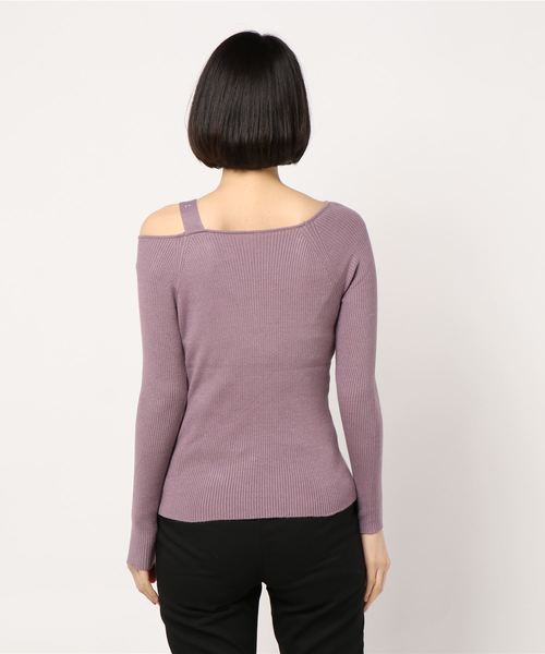 archives（アルシーヴ）の「リブワンショルリブニット（ニット/セーター・レディース・パープル/ブラウン/グリーン/アイボリー・MEDIUM）」の5枚目の写真