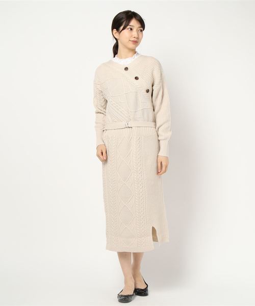 配送員設置 Chouchou リルデシュシュ のファッション ワンピース Park インナーレース付カシュクールニットワンピース ワンピース Lilou De セール De
