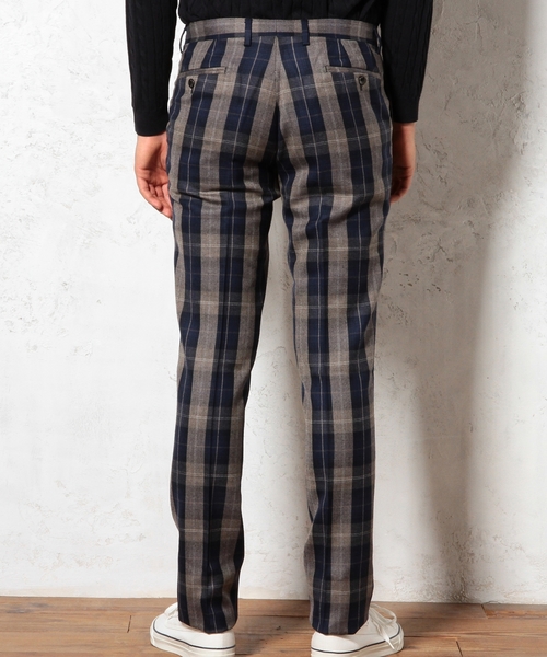 green label relaxing（グリーンレーベルリラクシング）の「□WOOL TTN/CHK SLIM NP パンツ ◆（その他パンツ・メンズ・グレー/ネイビー・MEDIUM/X-LARGE/LARGE/SMALL）」の10枚目の写真