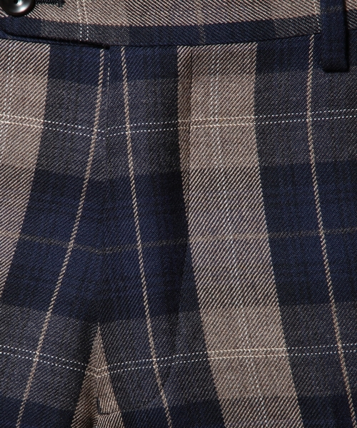 green label relaxing（グリーンレーベルリラクシング）の「□WOOL TTN/CHK SLIM NP パンツ ◆（その他パンツ・メンズ・グレー/ネイビー・MEDIUM/X-LARGE/LARGE/SMALL）」の6枚目の写真