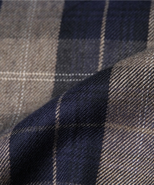 green label relaxing（グリーンレーベルリラクシング）の「□WOOL TTN/CHK SLIM NP パンツ ◆（その他パンツ・メンズ・グレー/ネイビー・MEDIUM/X-LARGE/LARGE/SMALL）」の4枚目の写真