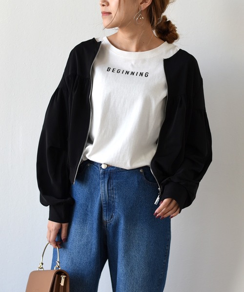 LHELBIE(レルビエ)の「ギャザージップアップブルゾン(ブルゾン・レディース・ブラック/ベージュ/カーキ・M)」の9枚目の写真