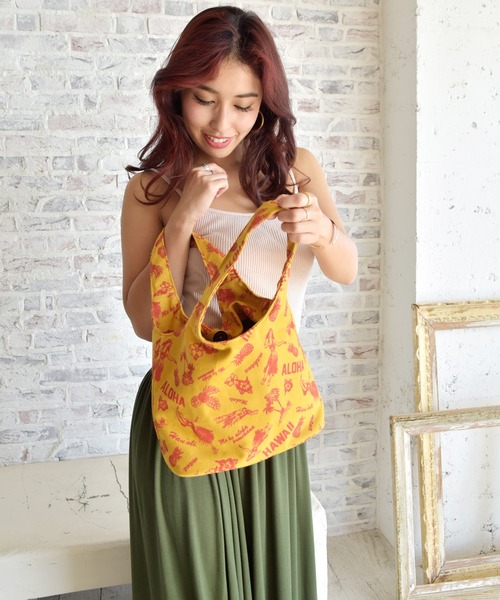 Kahiko(カヒコ)の「【Kahiko】フラーラミニトートバッグ(トートバッグ・レディース・ネイビー/オレンジ・FREE)」の7枚目の写真