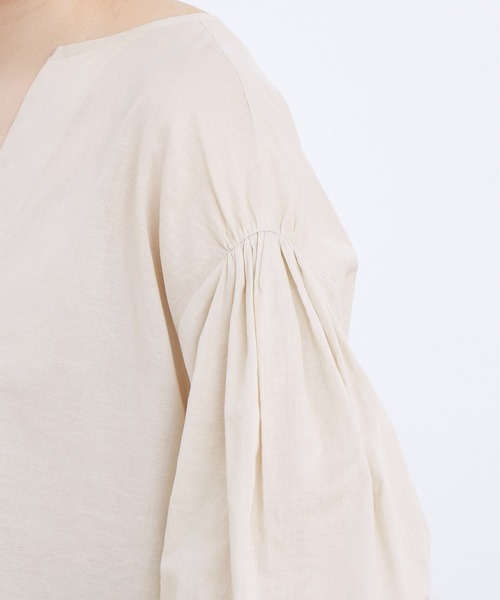 ADAM ET ROPE'（アダムエロペ）の「コットンリネンパフスリーブブラウス（シャツ/ブラウス・レディース・キナリ/サックスブルー・FREE）」の6枚目の写真