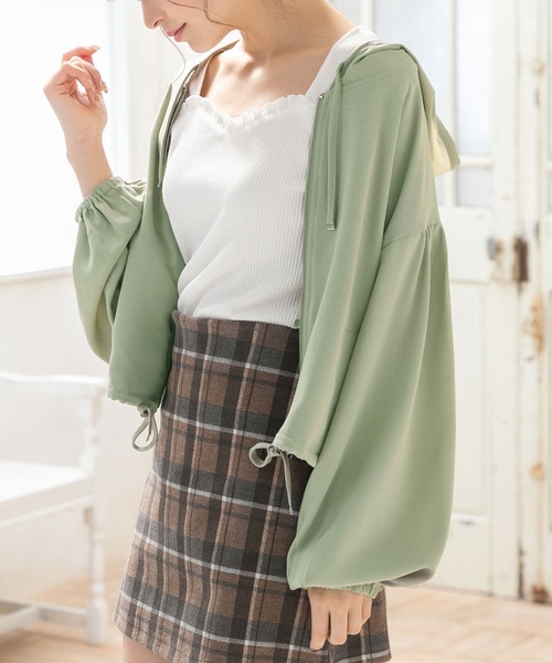 夢展望（ユメテンボウ）の「シアージップパーカーブルゾン（その他アウター・レディース・ベージュ/オフホワイト/グリーン系その他/ブラック/ピンク系その他・MEDIUM/LARGE）」の4枚目の写真