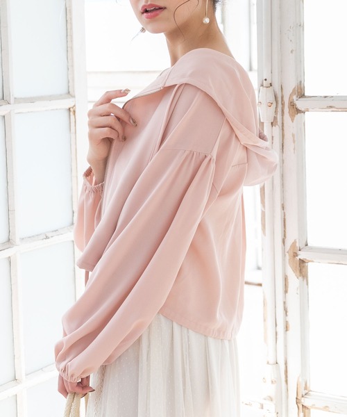 夢展望（ユメテンボウ）の「シアージップパーカーブルゾン（その他アウター・レディース・ベージュ/オフホワイト/グリーン系その他/ブラック/ピンク系その他・MEDIUM/LARGE）」の5枚目の写真