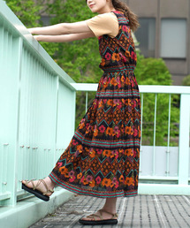 【夏を彩る主役級ワンピ】インドコットン ノースリーブワンピース