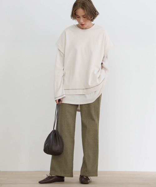 select MOCA（セレクトモカ）の「センターステッチパンツ（その他パンツ・レディース・ブラウン/オリーブ・FREE）」の3枚目の写真