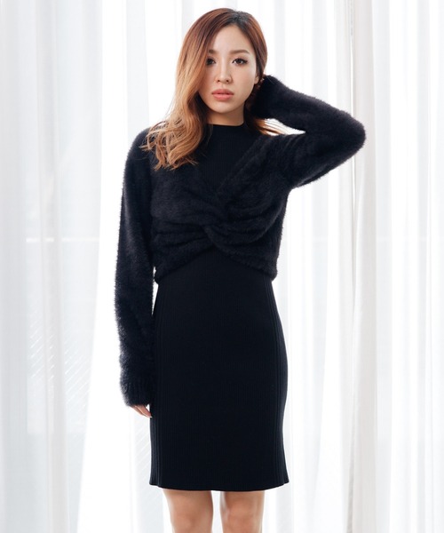 セール ツイストフェザーニットセットモックワンピース ワンピース Lipservice リップサービス のファッション通販 Zozotown