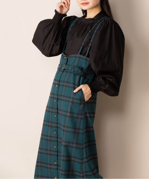 Mysa&Liina(ミーサリーナ)の「チェック柄ジャンパースカート(ジャンパースカート・レディース・ボルドー/グリーン・M/L)」の2枚目の写真