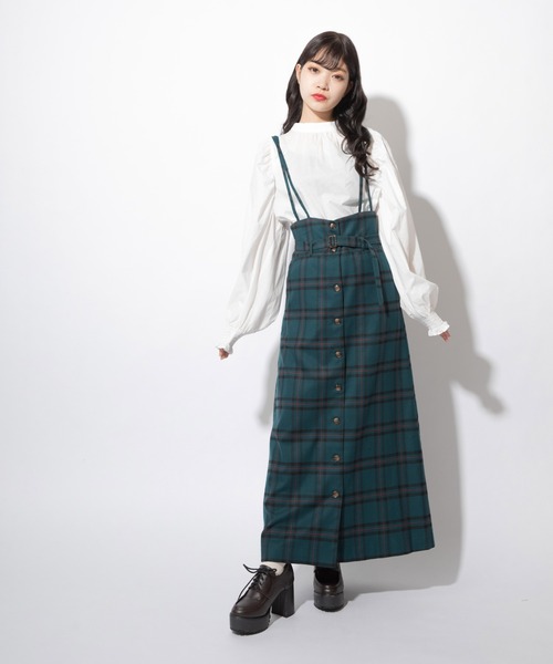 Mysa&Liina(ミーサリーナ)の「チェック柄ジャンパースカート(ジャンパースカート・レディース・ボルドー/グリーン・M/L)」の3枚目の写真