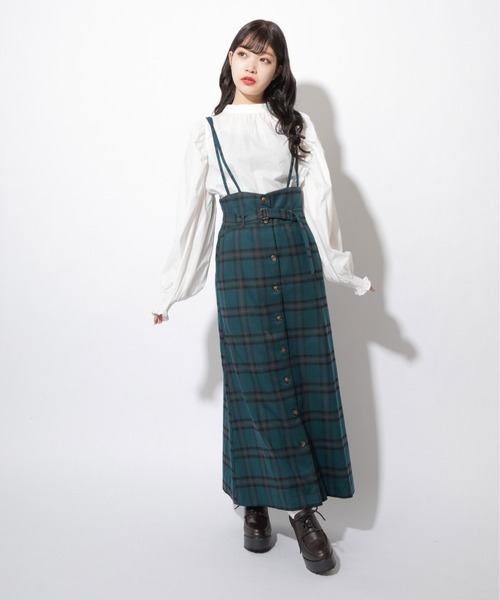 Mysa&Liina(ミーサリーナ)の「チェック柄ジャンパースカート(ジャンパースカート・レディース・ボルドー/グリーン・M/L)」の4枚目の写真