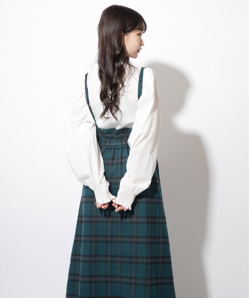 Mysa&Liina(ミーサリーナ)の「チェック柄ジャンパースカート(ジャンパースカート・レディース・ボルドー/グリーン・M/L)」の6枚目の写真