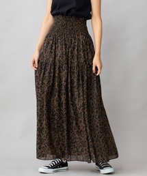 Munich | レオパードプリントツイルシフォン　シャーリングマキシスカート(スカート)