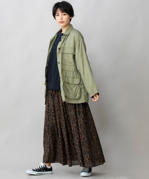 Munich（ミューニック）の「レオパードプリントツイルシフォン　シャーリングマキシスカート（スカート・レディース・ダークブラウン/アイボリー・FREE）」の15枚目の写真