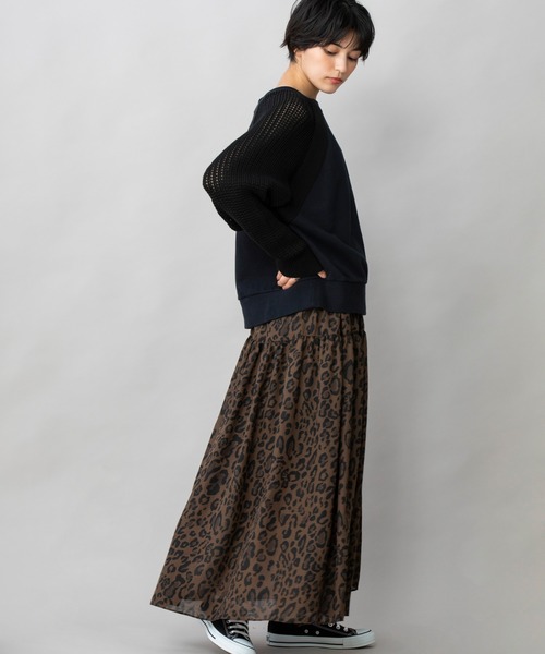 【希少サイズ】フォクシー ニューヨーク フレア スカート シフォン 42 ミント 小花柄シフォンフレアスカート/洗える(ロング・マキシ丈スカート