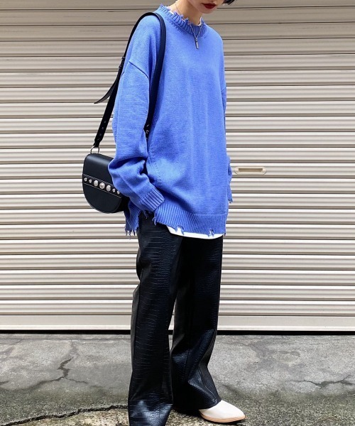 PAGEBOY(ページボーイ)の「スローサイズダメージプルオーバー(ニット/セーター・レディース・ブラック/オフホワイト/オリーブ/ブルー系その他・FREE)」の7枚目の写真