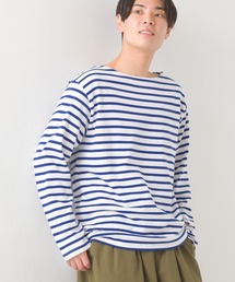 【ユニセックス】バスク生地 ボートネック長袖Tシャツ