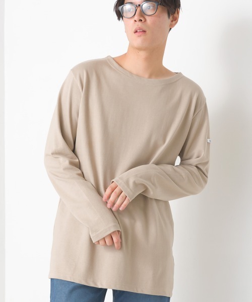 OMNES（オムネス）の「【ユニセックス】バスク生地　ボートネック長袖Tシャツ（Tシャツ/カットソー・レディース・ホワイト/ブラック/ベージュ/グレー/ホワイト×グレー/ホワイト系その他/ブラック系その他/ホワイト×ネイビー/ネイビー/ブラック系/ベージュ系その他/ホワイト×ブルー・SMALL/MEDIUM/LARGE/X-LARGE/XX-LARGE）」の10枚目の写真