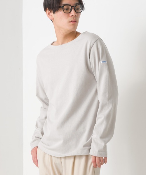OMNES（オムネス）の「【ユニセックス】バスク生地　ボートネック長袖Tシャツ（Tシャツ/カットソー・レディース・ホワイト/ブラック/ベージュ/グレー/ホワイト×グレー/ホワイト系その他/ブラック系その他/ホワイト×ネイビー/ネイビー/ブラック系/ベージュ系その他/ホワイト×ブルー・SMALL/MEDIUM/LARGE/X-LARGE/XX-LARGE）」の9枚目の写真