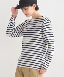 【ユニセックス】バスク生地 ボートネック長袖Tシャツ
