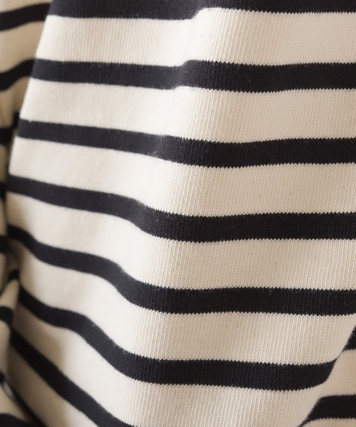 OMNES（オムネス）の「【ユニセックス】バスク生地　ボートネック長袖Tシャツ（Tシャツ/カットソー・レディース・ホワイト/ブラック/ベージュ/グレー/ホワイト×グレー/ホワイト系その他/ブラック系その他/ホワイト×ネイビー/ネイビー/ブラック系/ベージュ系その他/ホワイト×ブルー・SMALL/MEDIUM/LARGE/X-LARGE/XX-LARGE）」の13枚目の写真