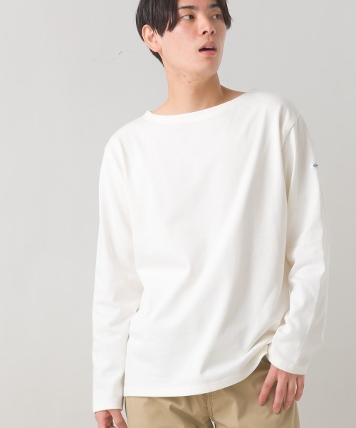OMNES（オムネス）の「【ユニセックス】バスク生地　ボートネック長袖Tシャツ（Tシャツ/カットソー・レディース・ホワイト/ブラック/ベージュ/グレー/ホワイト×グレー/ホワイト系その他/ブラック系その他/ホワイト×ネイビー/ネイビー/ブラック系/ベージュ系その他/ホワイト×ブルー・SMALL/MEDIUM/LARGE/X-LARGE/XX-LARGE）」の19枚目の写真