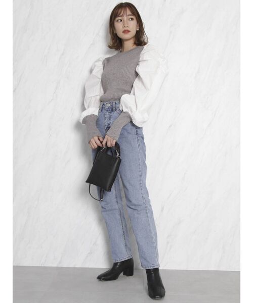 dazzlin（ダズリン）の「ギャザースリーブリブベストトップス（ニット/セーター・レディース・グレー/モカ・FREE）」の12枚目の写真