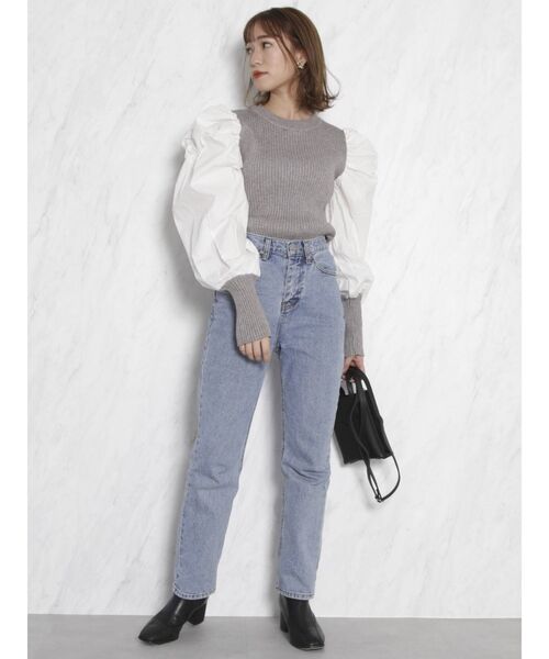 dazzlin（ダズリン）の「ギャザースリーブリブベストトップス（ニット/セーター・レディース・グレー/モカ・FREE）」の13枚目の写真