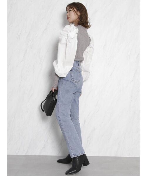 dazzlin（ダズリン）の「ギャザースリーブリブベストトップス（ニット/セーター・レディース・グレー/モカ・FREE）」の14枚目の写真