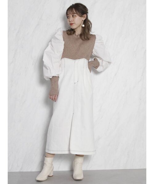 dazzlin（ダズリン）の「ギャザースリーブリブベストトップス（ニット/セーター・レディース・グレー/モカ・FREE）」の6枚目の写真