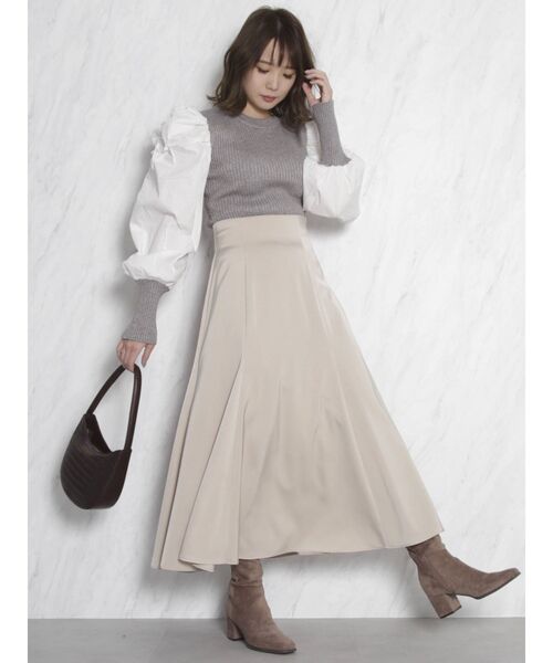 dazzlin（ダズリン）の「ギャザースリーブリブベストトップス（ニット/セーター・レディース・グレー/モカ・FREE）」の7枚目の写真