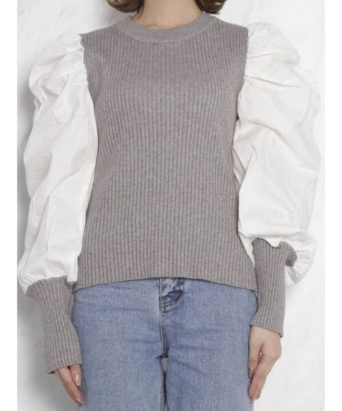 dazzlin（ダズリン）の「ギャザースリーブリブベストトップス（ニット/セーター・レディース・グレー/モカ・FREE）」の9枚目の写真