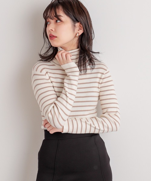 natural couture（ナチュラルクチュール）の「もちもちベーシックリブタートル（ニット/セーター・レディース・オフホワイト/グリーン/ライトベージュ/その他1/サックスブルー/その他2/ブラック・FREE）」の7枚目の写真