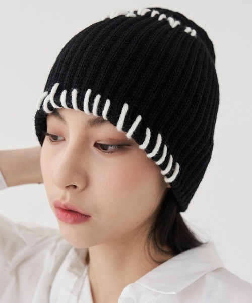 FEKETE（フェケテ）の「FEKETE WIDE BI-COLOR STITCH BEANIE（ニットキャップ/ビーニー・メンズ・ブラック/ベージュ・FREE）」の15枚目の写真