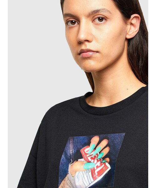 DIESEL（ディーゼル）の「レディース Tシャツ 半袖 プリント クルーネック レギュラーフィット（Tシャツ/カットソー・レディース・ホワイト/ブラック・LARGE/X-SMALL/MEDIUM/SMALL）」の9枚目の写真