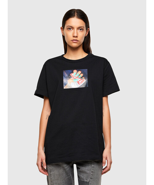 DIESEL（ディーゼル）の「レディース Tシャツ 半袖 プリント クルーネック レギュラーフィット（Tシャツ/カットソー・レディース・ホワイト/ブラック・LARGE/X-SMALL/MEDIUM/SMALL）」の11枚目の写真