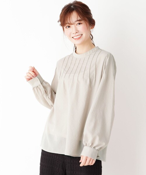 pink adobe（ピンクアドベ）の「◆【M-LL】ピンタックブラウス（シャツ/ブラウス・レディース・チャコールグレー/ライトブルー/アイボリー/ライトベージュ・40/38/42）」の3枚目の写真