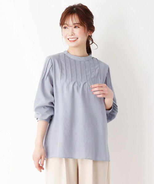 pink adobe（ピンクアドベ）の「◆【M-LL】ピンタックブラウス（シャツ/ブラウス・レディース・チャコールグレー/ライトブルー/アイボリー/ライトベージュ・40/38/42）」の4枚目の写真