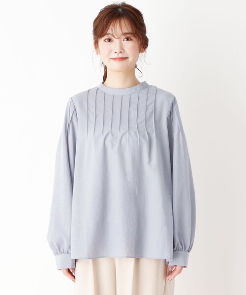 pink adobe（ピンクアドベ）の「◆【M-LL】ピンタックブラウス（シャツ/ブラウス・レディース・チャコールグレー/ライトブルー/アイボリー/ライトベージュ・40/38/42）」の5枚目の写真