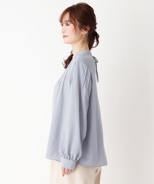 pink adobe（ピンクアドベ）の「◆【M-LL】ピンタックブラウス（シャツ/ブラウス・レディース・チャコールグレー/ライトブルー/アイボリー/ライトベージュ・40/38/42）」の6枚目の写真