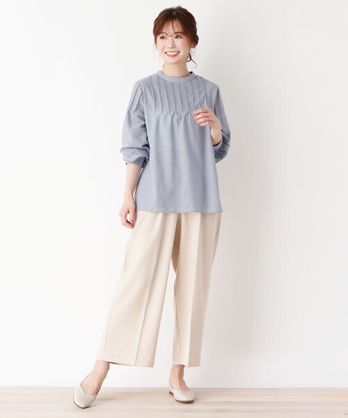 pink adobe（ピンクアドベ）の「◆【M-LL】ピンタックブラウス（シャツ/ブラウス・レディース・チャコールグレー/ライトブルー/アイボリー/ライトベージュ・40/38/42）」の13枚目の写真