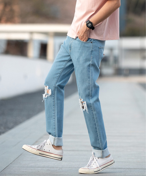 neos(ネオス)の「【neos -addictive design-】ストレッチ ブリーチ ダメージ スキニー デニムパンツ(デニムパンツ・メンズ・ブラック系その他/ブルー・MEDIUM/SMALL/LARGE/X-LARGE)」の3枚目の写真