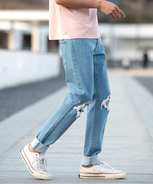neos(ネオス)の「【neos -addictive design-】ストレッチ ブリーチ ダメージ スキニー デニムパンツ(デニムパンツ・メンズ・ブラック系その他/ブルー・MEDIUM/SMALL/LARGE/X-LARGE)」の5枚目の写真