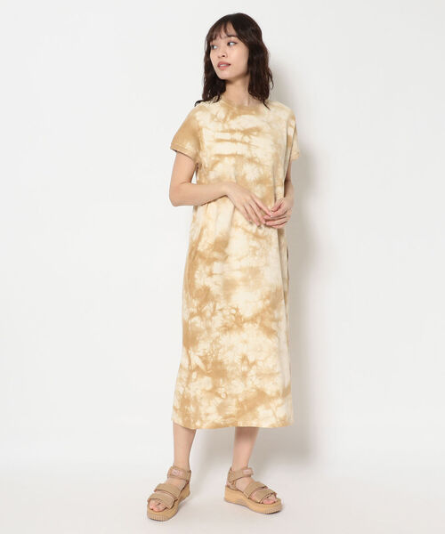 MANASTASH（マナスタッシュ）の「MANASTASH/マナスタッシュ　W-s TIEDYE LEAF LOGO　タイダイワンピ―ス（ワンピース・レディース・ベージュ/ブラウン/グリーン・MEDIUM）」の5枚目の写真