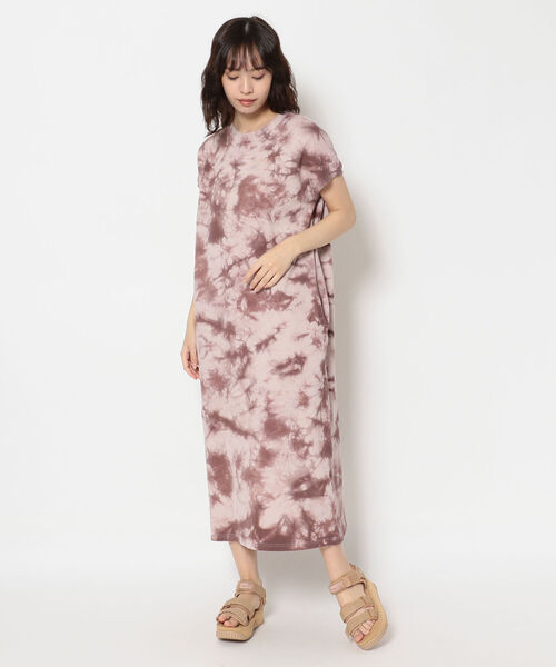 MANASTASH（マナスタッシュ）の「MANASTASH/マナスタッシュ　W-s TIEDYE LEAF LOGO　タイダイワンピ―ス（ワンピース・レディース・ベージュ/ブラウン/グリーン・MEDIUM）」の4枚目の写真