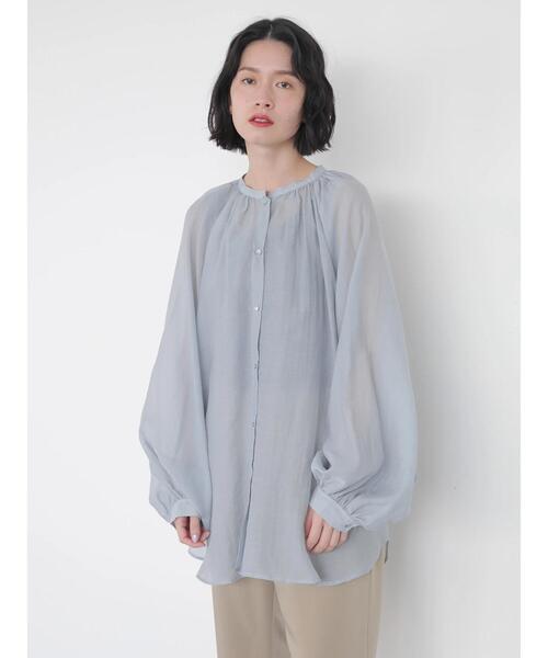 AMERICAN HOLIC（アメリカンホリック）の「シアードルマンギャザーブラウス（シャツ/ブラウス・レディース・チャコールグレー/ライトグレー/ベージュ/サックスブルー/イエロー・MEDIUM/LARGE）」の6枚目の写真