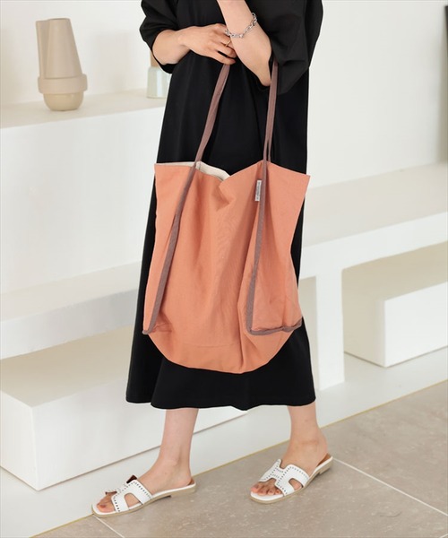 DONOBAN（ドノバン）の「パイピング細ハンドルトート [E]（トートバッグ・レディース・キナリ/オレンジ/ネイビー/チャコール/モスグリーン・ONESIZE）」の5枚目の写真